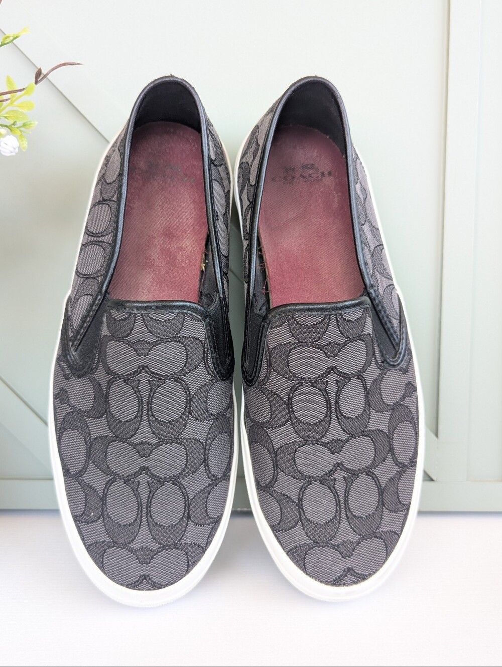 Coach Chrissy Signature Slip-On Sneakers in Charcoal/Black